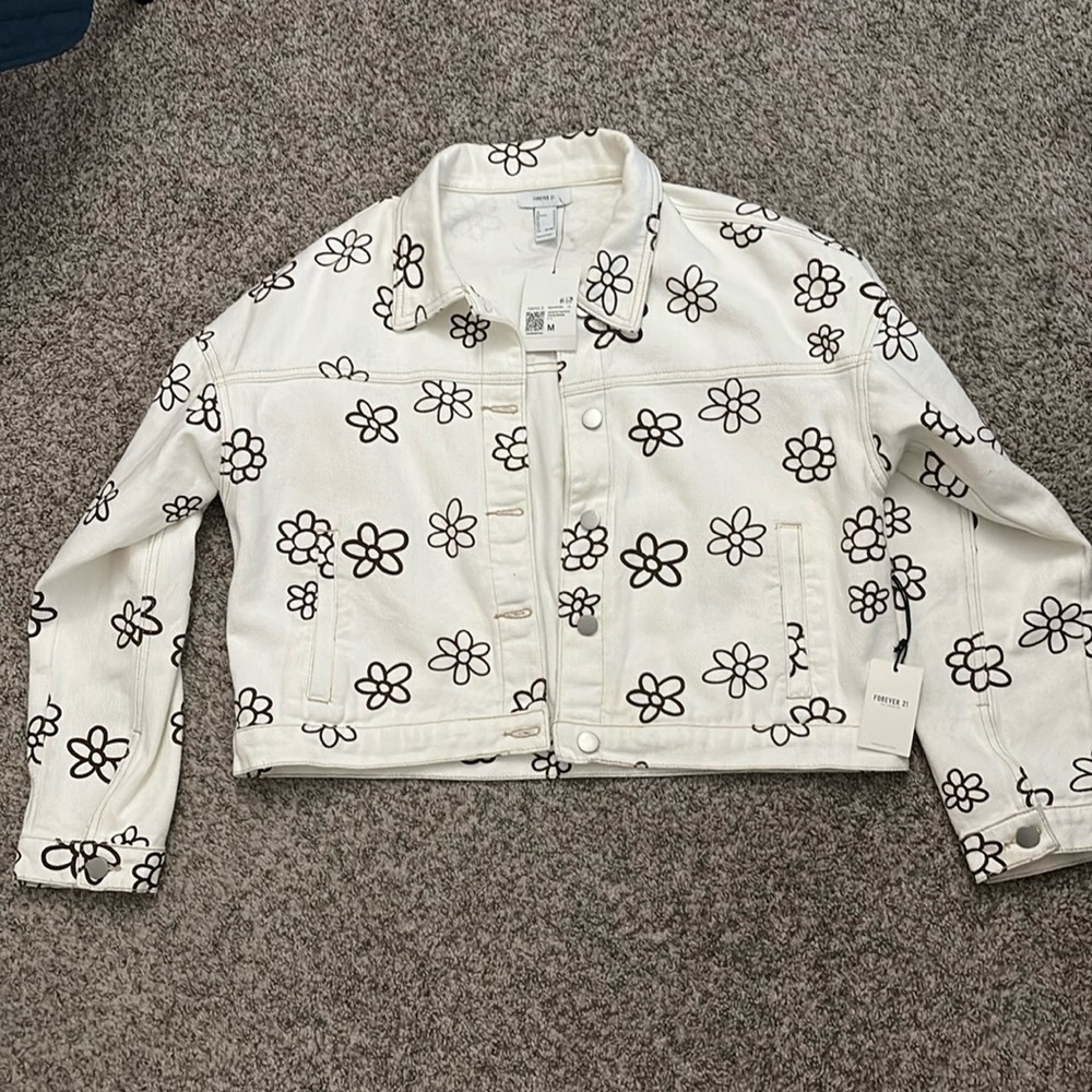 NWT Forever 21 Flower Trucker Jacket